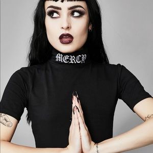 NWT Dolls Kill Lord Have Mercy Mock Neck Top